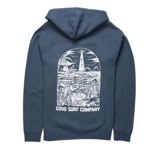 New Cove Surf Company Graphic Hoodie Mens‎ Small Skeleton Sweatshirt Pullover